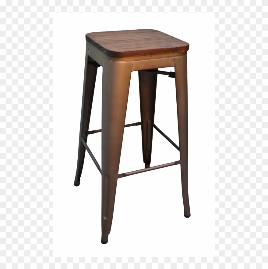 Metal Bar Stool Matt Antique With Dark Wooden Top Clipart