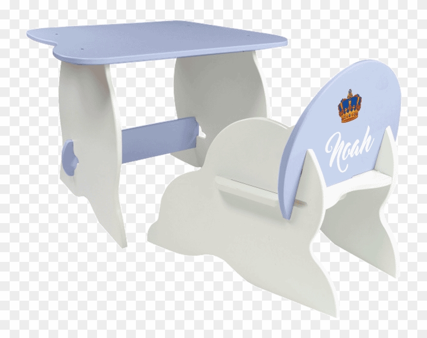 Duo Table Et Fauteuil Bicolore Blanc / Bleu À Personnaliser Clipart