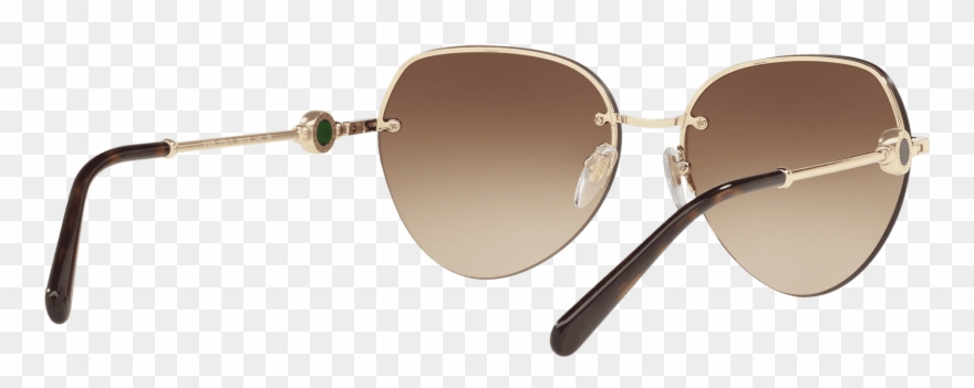 Rimless Pilot Sunglasses In Pale Gold Brown Gradient Clipart
