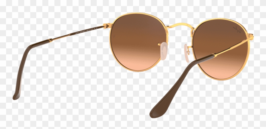 Round Metal Sunglasses In Shiny Light Bronze Pink Brown Clipart
