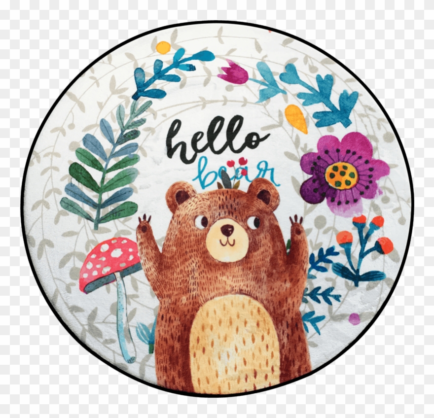 Hand Painted Bear Round Carpets For Living Room Computer Clipart