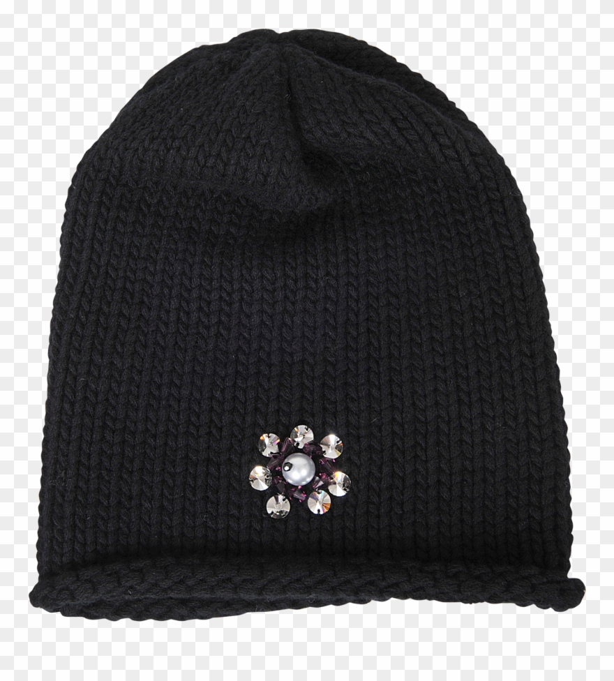 Inverni Cashmere Beanie With Pearl Black Woman Innovative Clipart
