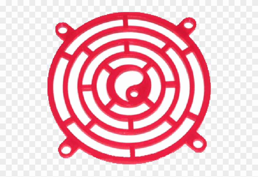 Acrylic Yin Yang Laser Cut 80mm Case Fan Grill Red Clipart