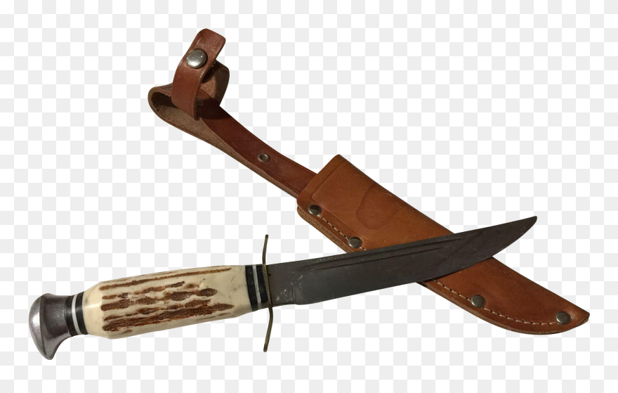 Old Stag Handle Hunting Knife Olsen Knife Co Clipart