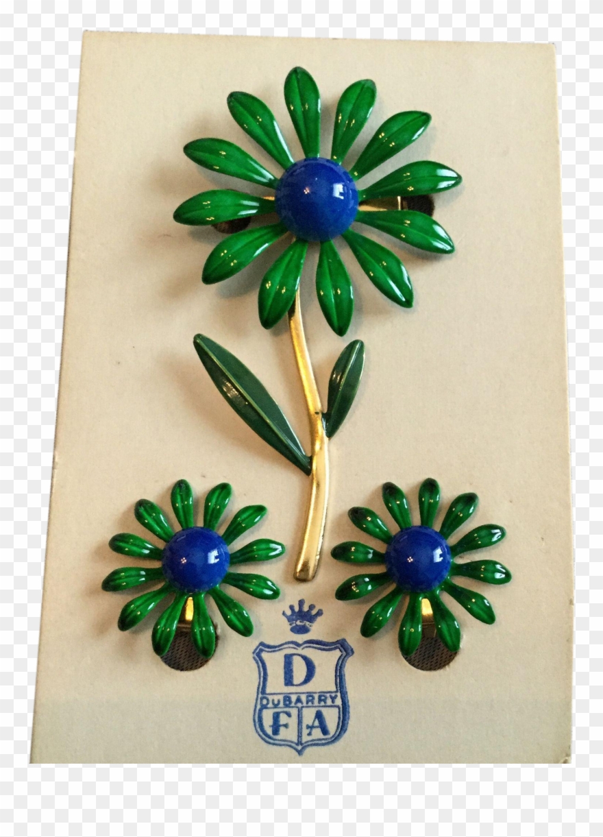 Vintage Dubarry Green And Blue Enamel Daisy Pin And Clipart