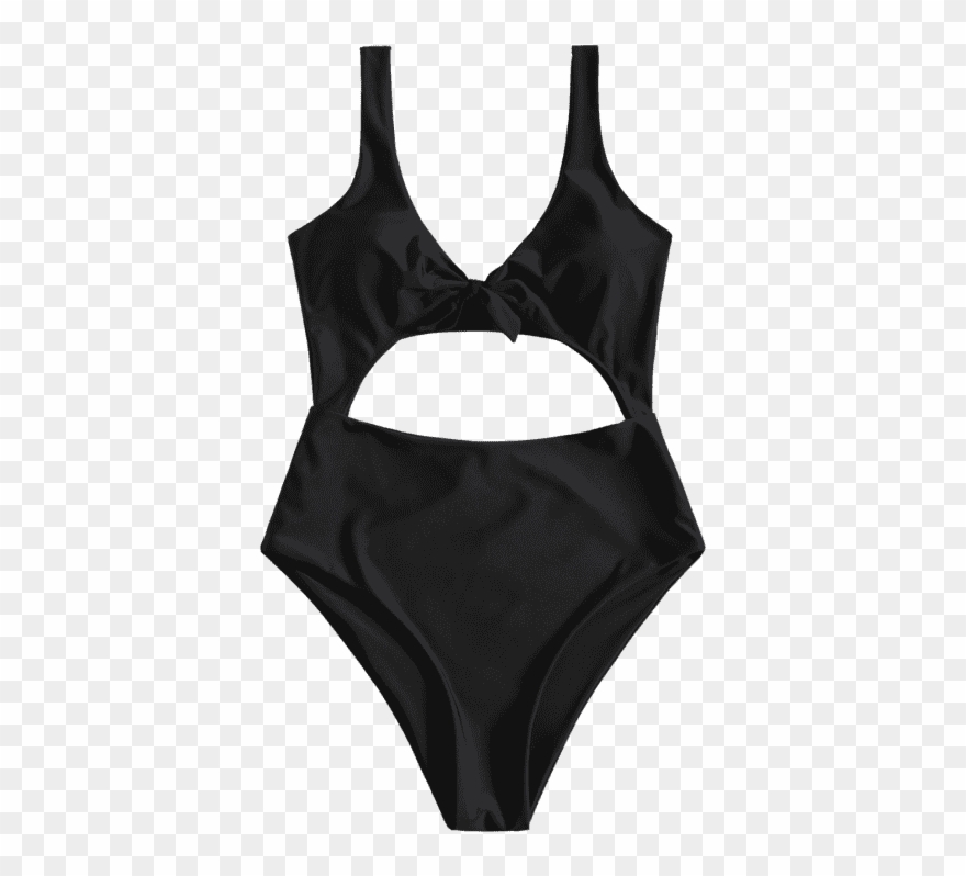 Bow Front Cut Out One Piece Swimsuit Clipart