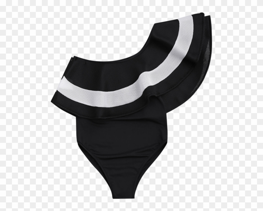 Zaful Womens Contrast Ruffle Overlay One Piece Swimsuit Clipart