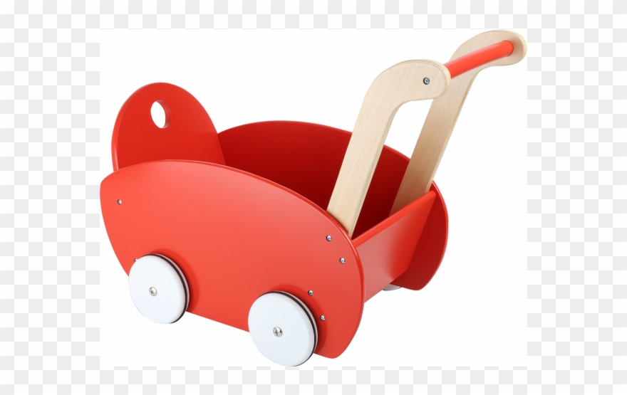 Landau Verni Rouge En Bois Pour Poupée Ou Chariot De Clipart