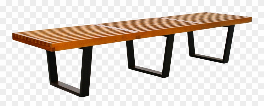 Mid Century Modern Vintage Large Slat Bench George Clipart