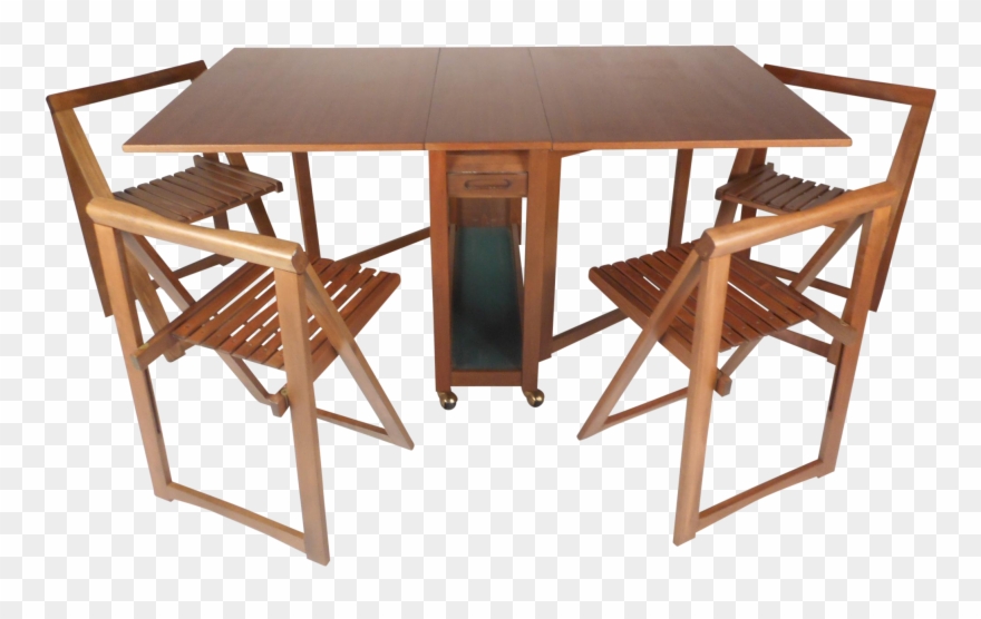 Drop Leaf Dining Table Set Wall Mounted Midcentury Clipart