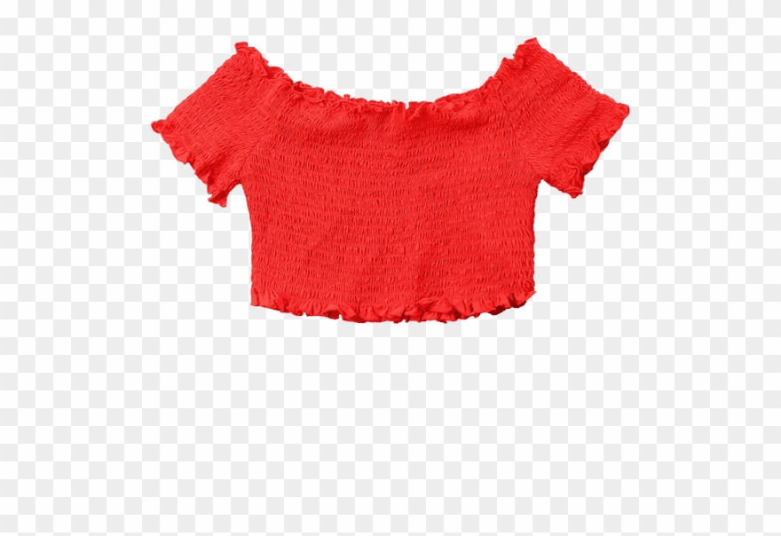 Off The Shoulder Smocked Crop Blouse Clipart