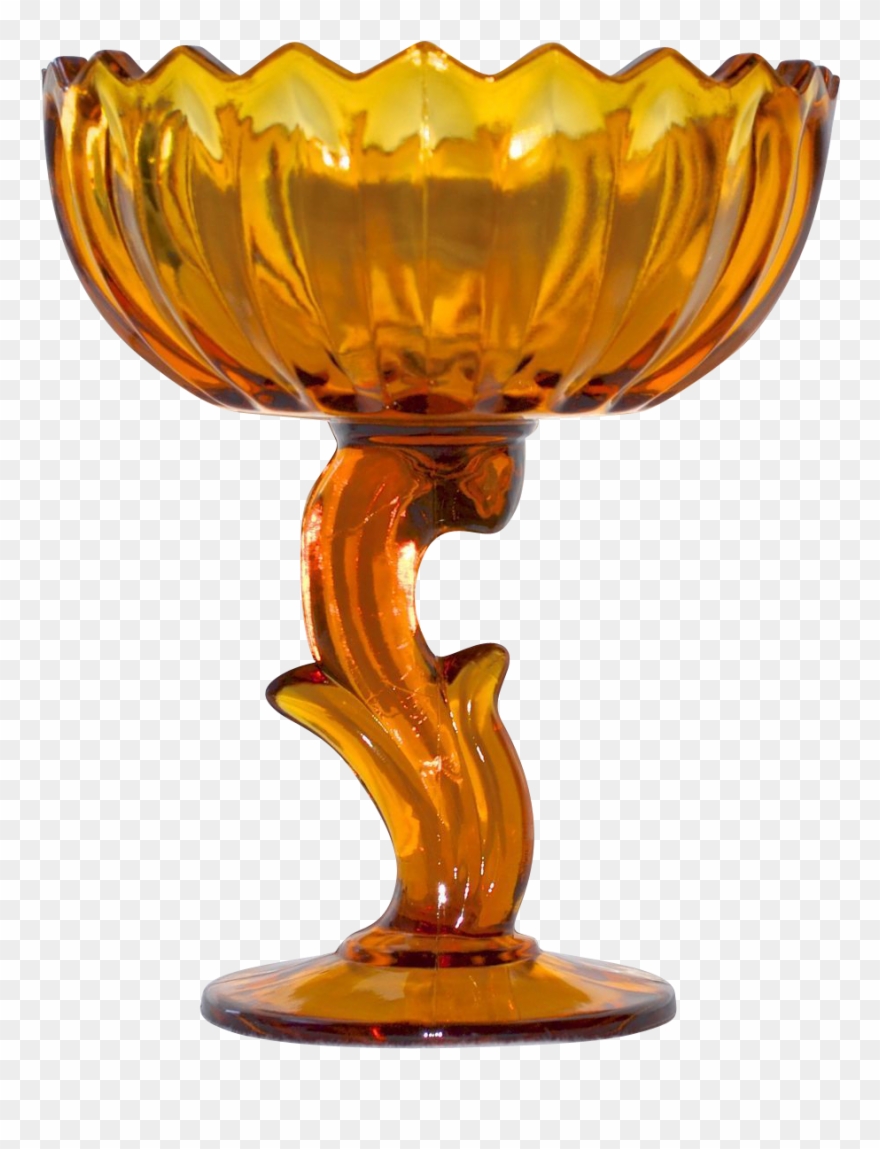 Indiana Glass Lotus Flower Amber Glass Compote Candy Clipart