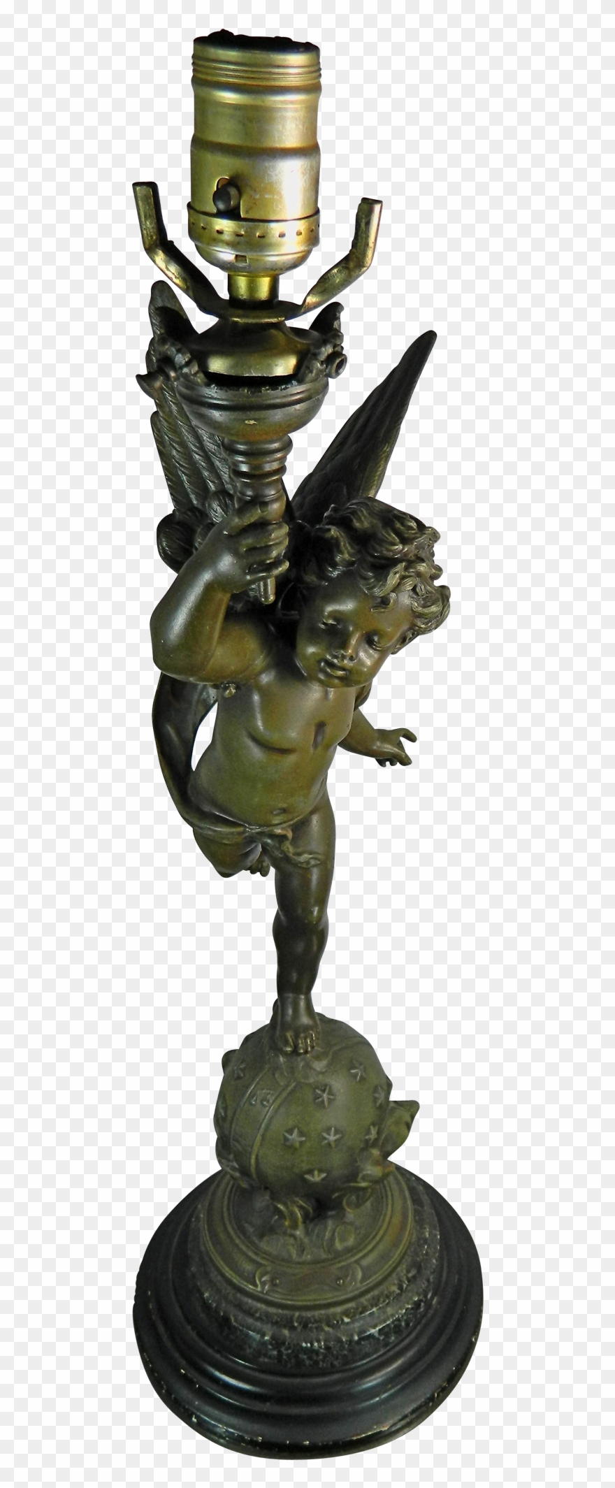 Antique Bronze & Spelter Statue Of A Cherub By Emil Clipart
