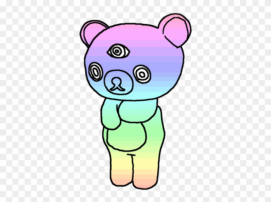 Psychedelic Dancing Bear Trippy Teddy Bear Rainbow Clipart