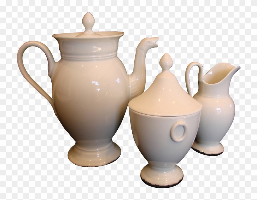 French Limoges Whiteware Tea Or Coffee Set Pot Sugar Clipart