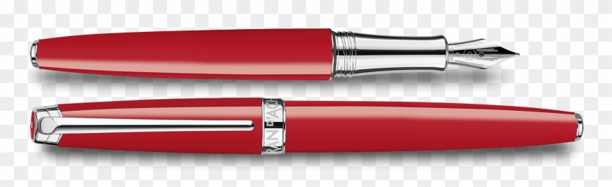 Fountain Pen Léman Scarlet Red Silver Plated Rhodium Clipart