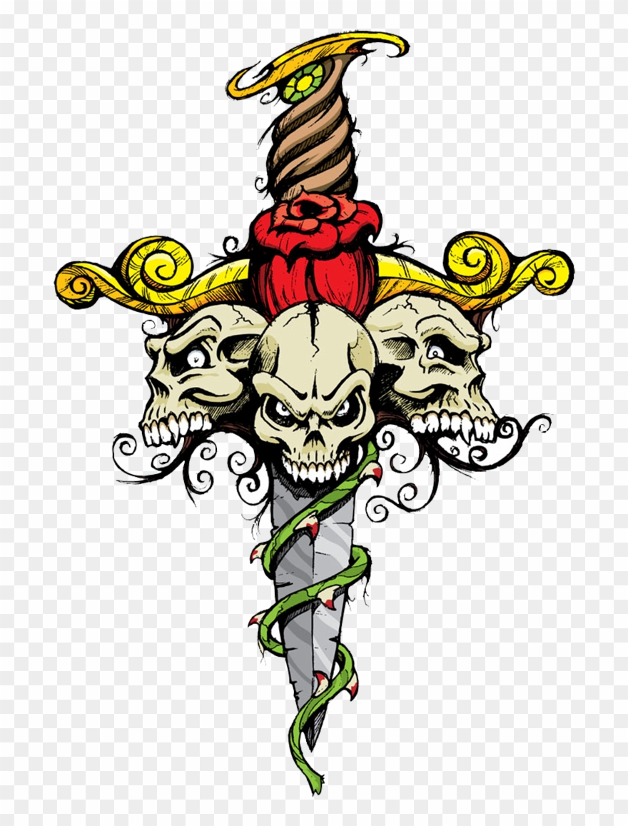 T-shirt And Illustration Skull Sword Free Transparent Clipart