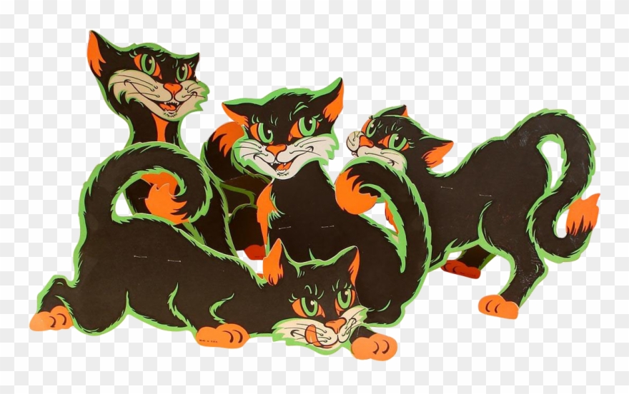 Large Halloween Die Cut Cat Stand Ups Clipart