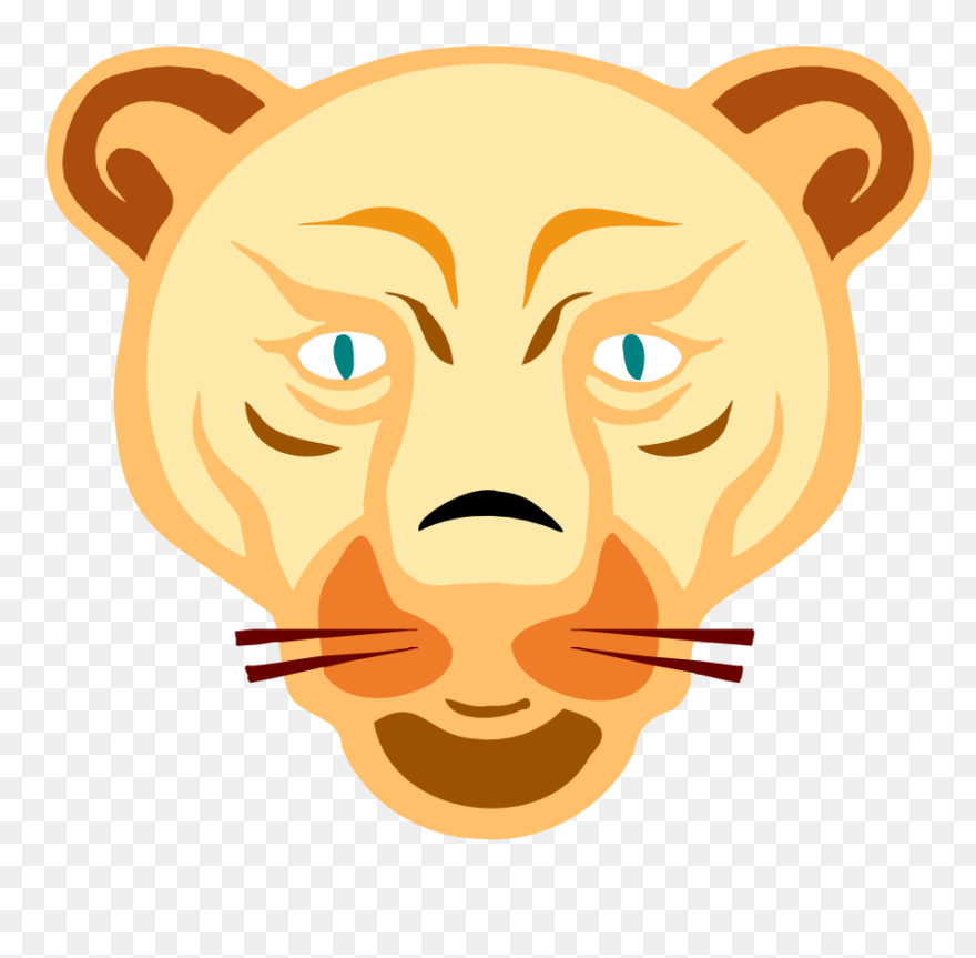 Lion Face Clip Art - Lion Head Shower Curtain - Png Download
