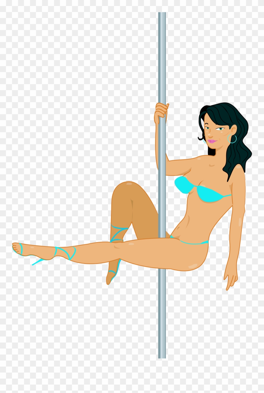 Exotic Dancer Cartoon Striptease Pole Dance - Stripper On Pole Clip Art - Png Download