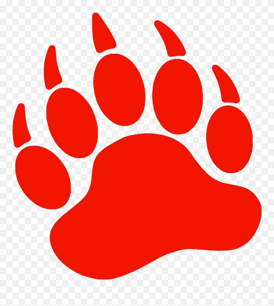 Bear Paw Dog Printing Clip Art - Red Bear Paw Print - Png Download