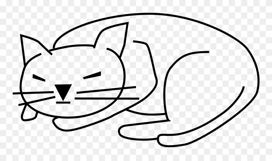 Vector Black And White Library Cat Sleeping Clipart - Cat Clip Art - Png Download