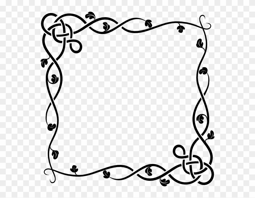 Rose Vine Border Clip Art - Vine Border Black And White - Png Download