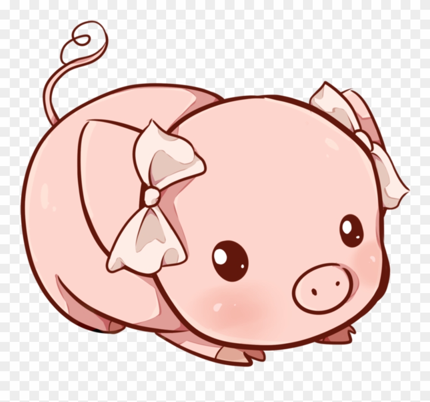Pig Pink Cute Kawaii Heart Mud Dirty Pork Oink Animal - Kawaii Pigs Clipart