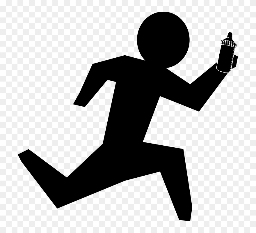 Running Cartoon Black And White Clipart