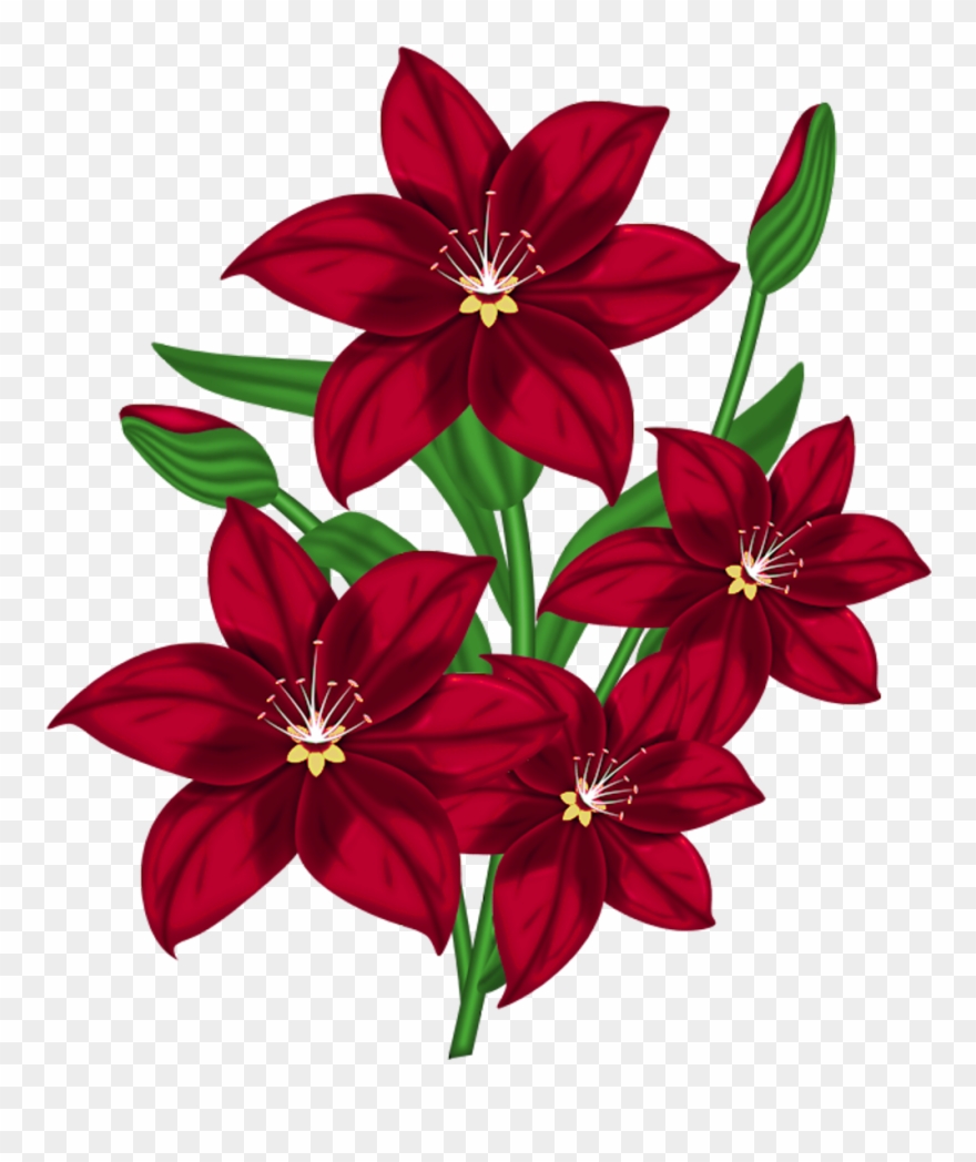 Red Flower Clipart Full - Png Download