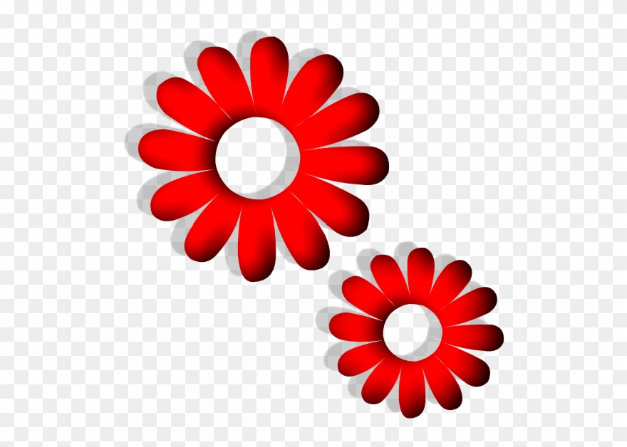 Red Flower Clipart Line Art Vector - Red Flower Vector Png Transparent Png