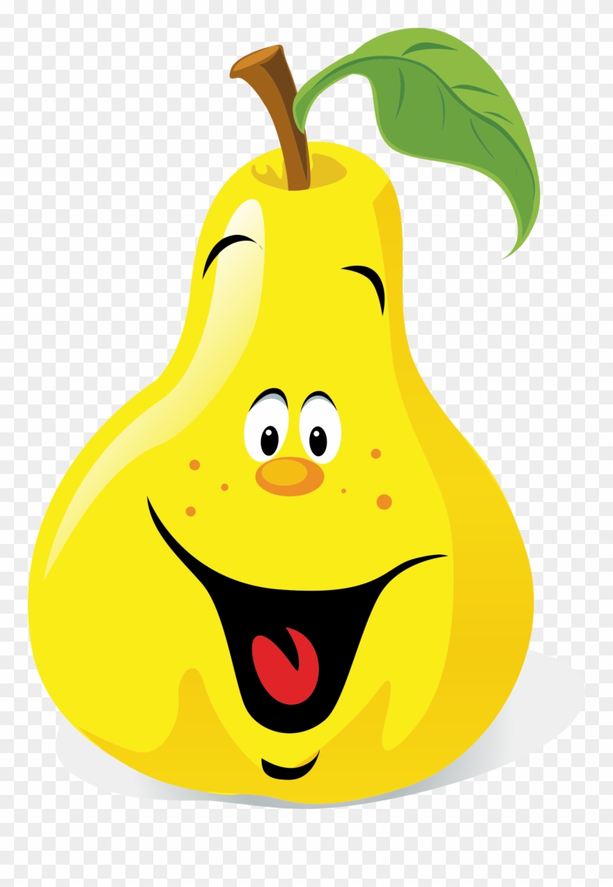 Asian Pear Cartoon Chinese White Pear Food Fruit - Fruit With Faces Clip Art - Png Download