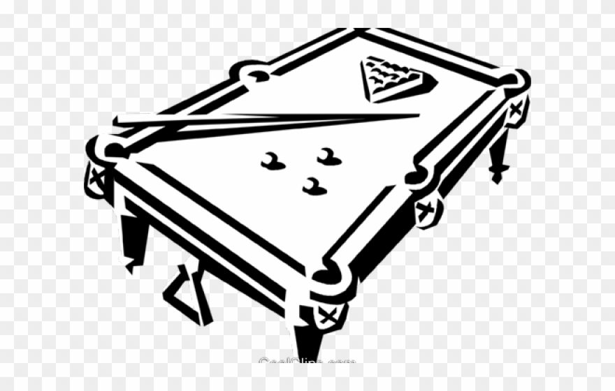 Drawn Table Clipart Vector - Pool Billiards Black And White - Png Download