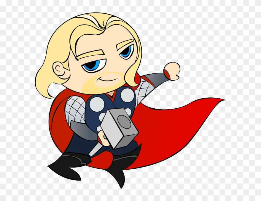 Cartoon Pencil And In Color - Thor Cartoon Clipart