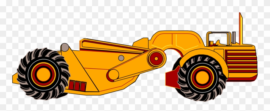 Wheel Tractor-scraper Heavy Machinery Drawing Devtra - Scraper Equipment Clip Art - Png Download
