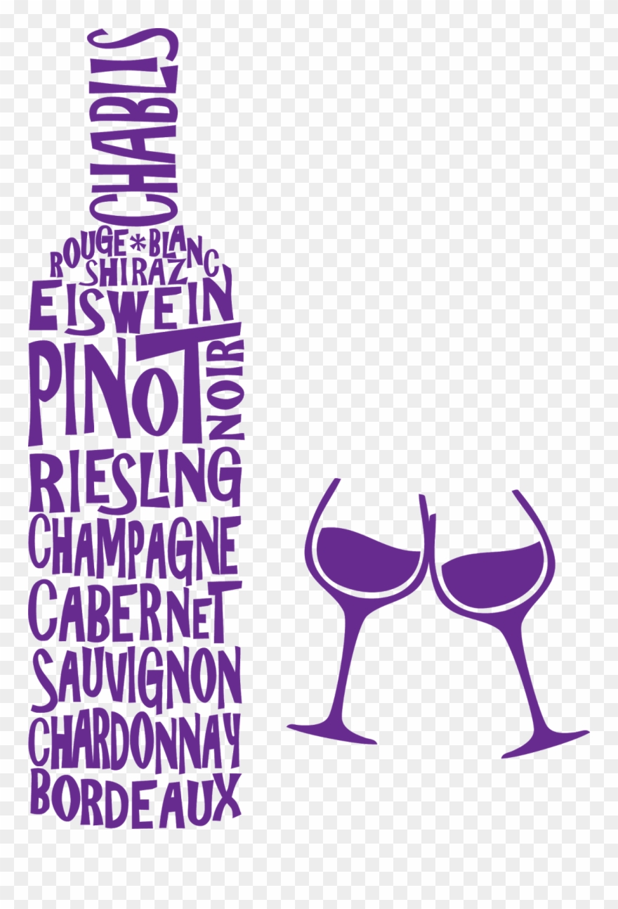Wine Glass Clip Art - Wine Bottle Word Art - Png Download
