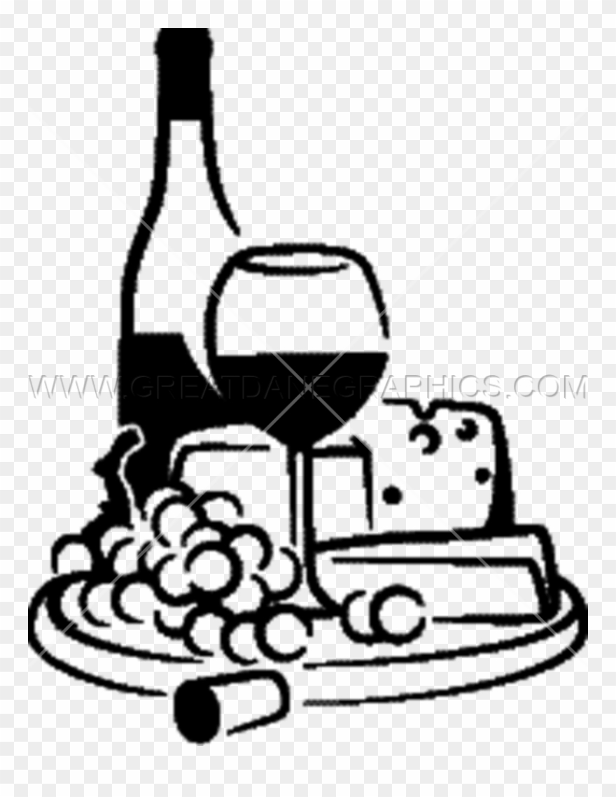 Svg Transparent Library Cheese Clipart Black And White - Wine And Cheese Clipart Black And White - Png Download