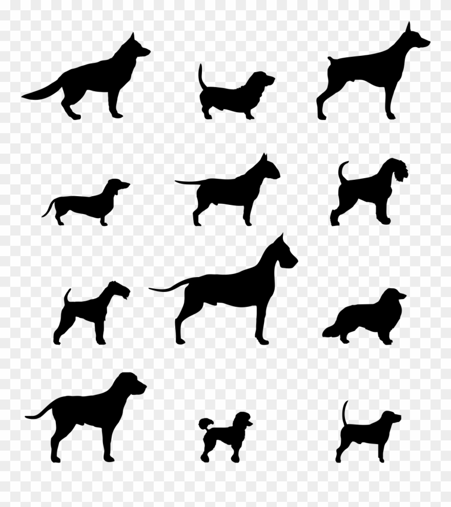 Dog Silhouettes Set By Gdakaska Dog Silhouette, Svg - Mens Father Of Basset Hounds | Basset Hound Dog T-shirt Clipart