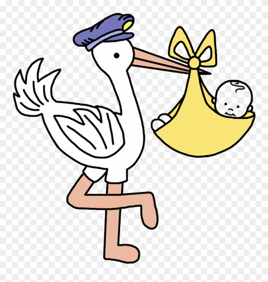 Vector Black And White Stock Announcements Clipart - Stork Baby - Png Download