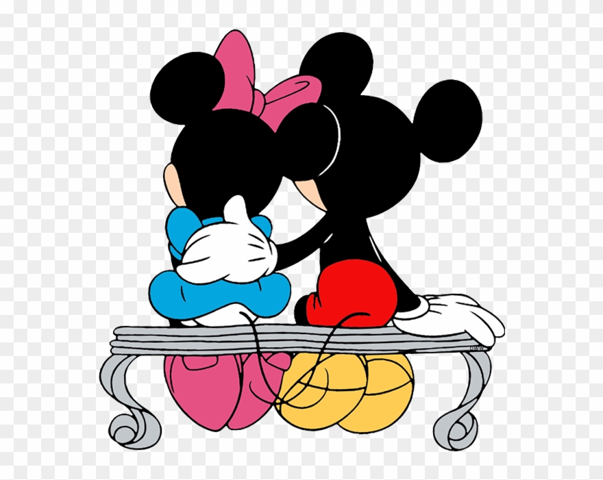 New Mickey, Minnie Sitting On A Bench Clipart