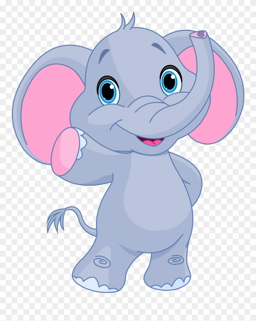 Cute Elephant Clipart Giraffe - Png Download