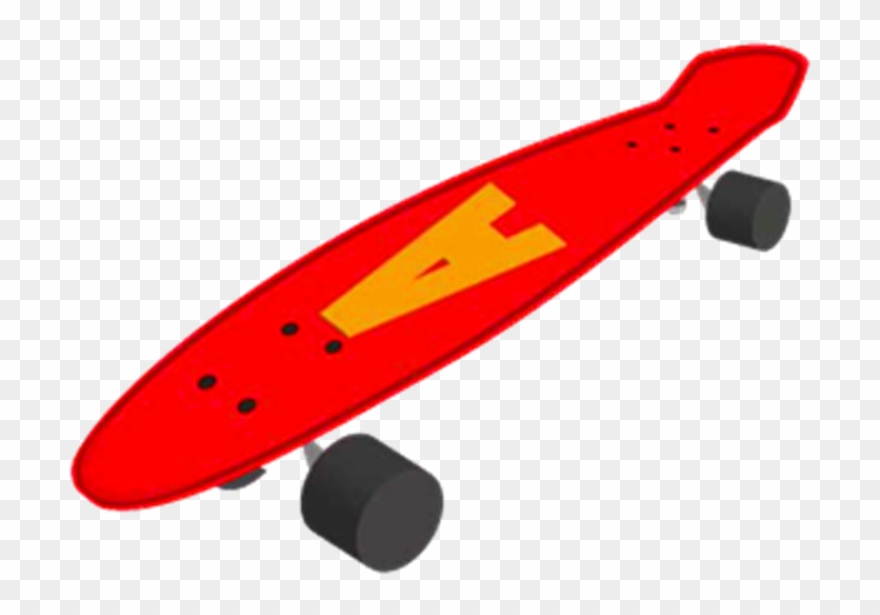 Skateboard Clipart Black Red - Png Download
