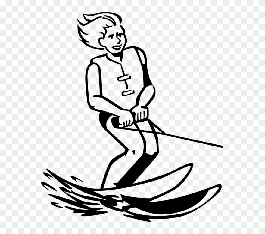 Svg Freeuse Library Skier Skis Behind Boat Vector Image Clipart