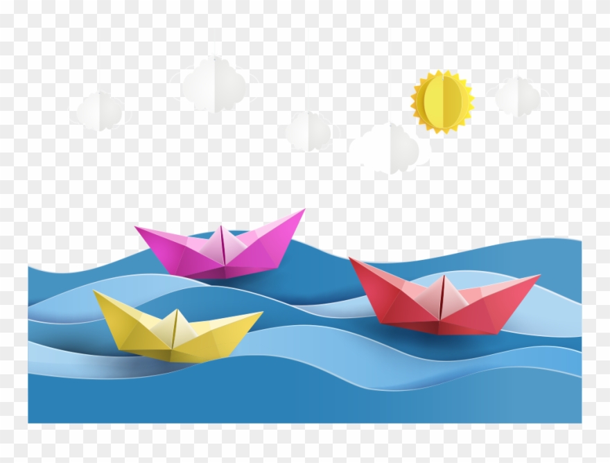 Paper Craft Sailboat Origami Clipart