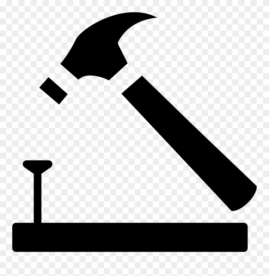 Hammer And Nail On Wood Outline Comments Clipart