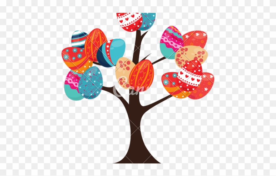 Easter Eggs Clipart Tree - Png Download