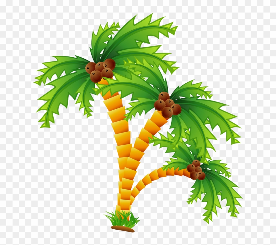Cartoon Beach Island Clip Art Trees - Png Download
