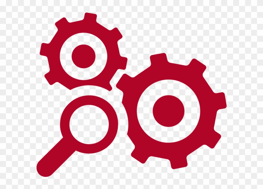 Icon Magnifying Glass With Gears Clipart