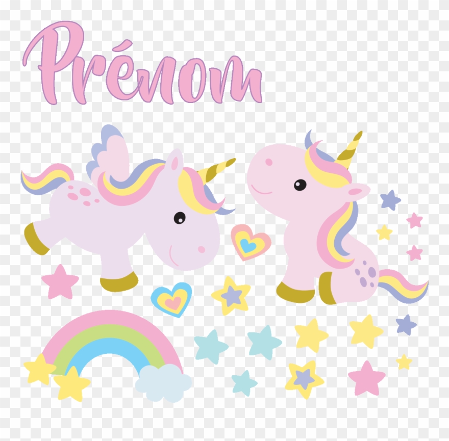 Sticker Prenom Personnalisable Licornes Bebe Et Les Clipart