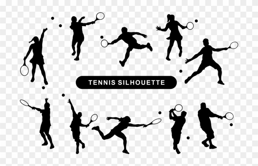 Tennis Players Silhouette Vector Clipart